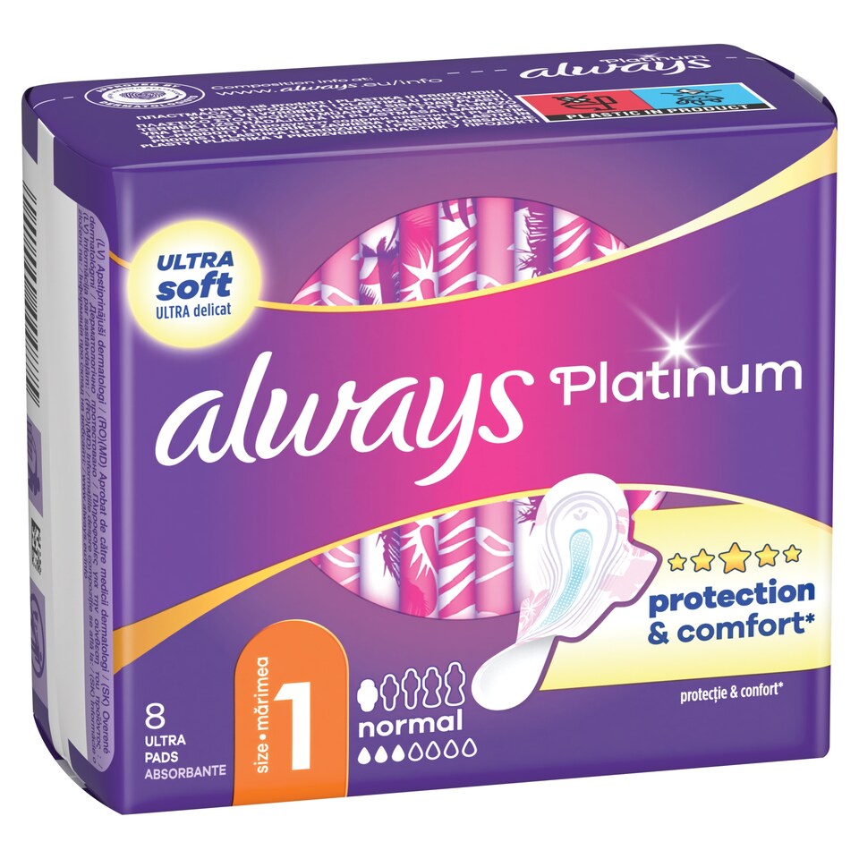 obrázok 1 z Always Platinum Normal Menštruačné Vložky s Krídelkami, 8 ks