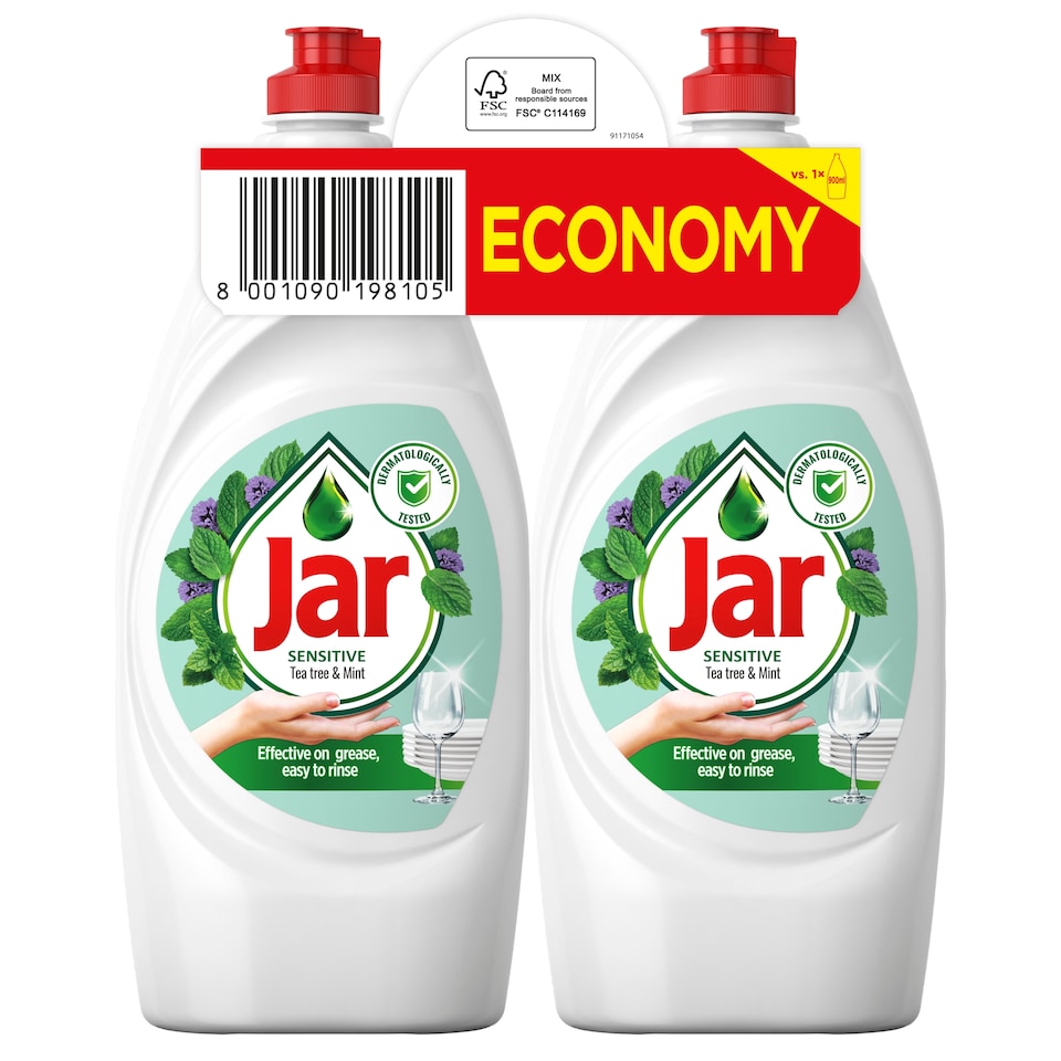 obrázok 1 z Jar Sensitive Tea Tree & Mint Prostriedok Na Umývanie Riadu Jemný K Rukám 1.8 L