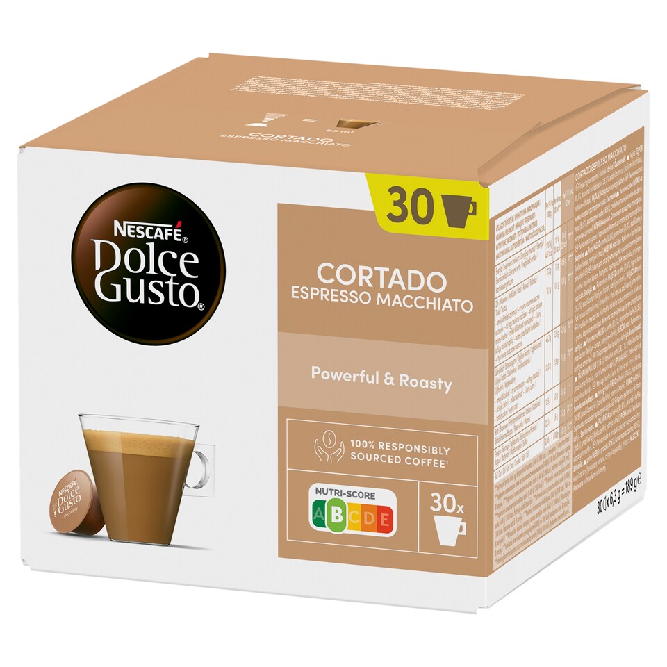NESCAFÉ Dolce Gusto Cortado Espresso Macchiato teljes tejpor azonnal oldódó kávéval 30x6,3 g (189 g)  1. kép