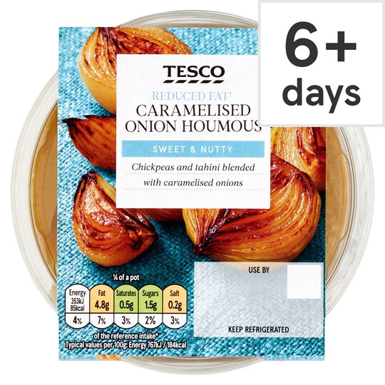 Tesco Reduced Fat Caramelised Onion Houmous 182G Tesco Groceries