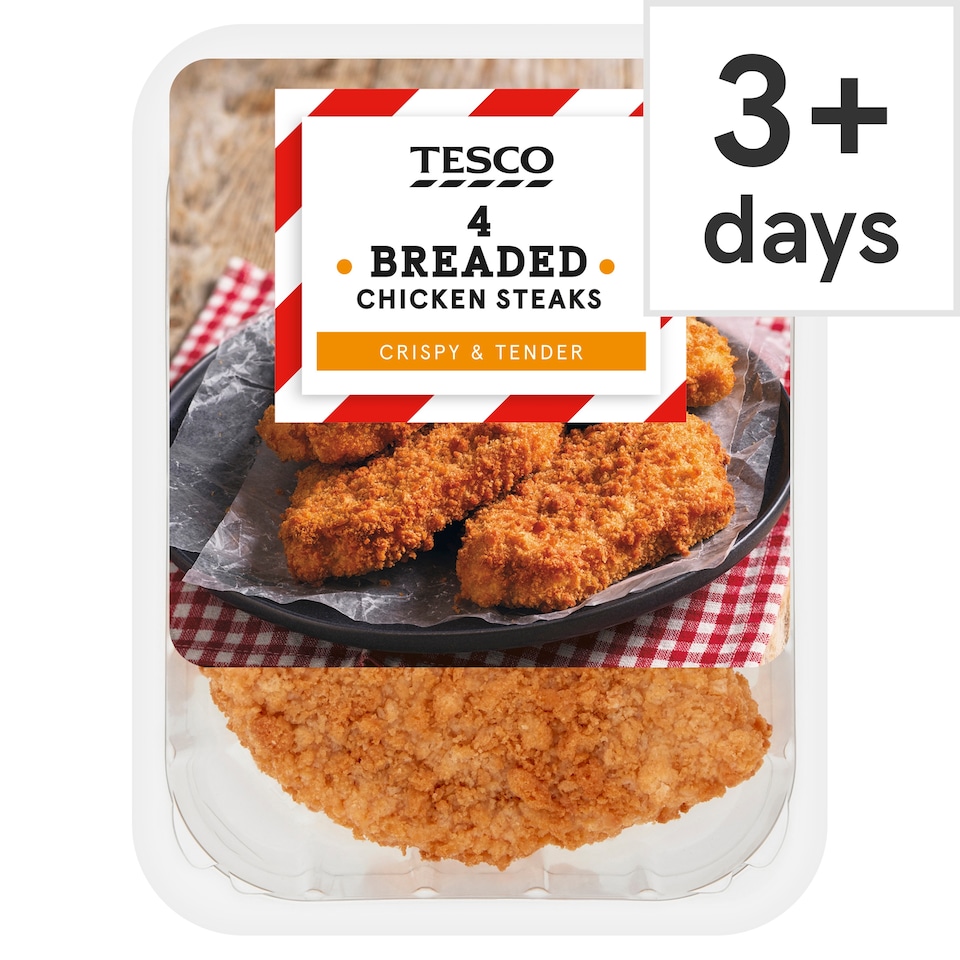 Tesco Breaded Chicken Steaks 4 Pack 505G