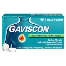 Gaviscon Heartburn & Indigestion Relief Tablets - Original Peppermint Flavour 48s