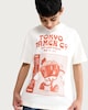 image 2 of F&F Boys Pure Cotton Tokyo Ramen Co. Print Oversized Fit T-Shirt in Cream