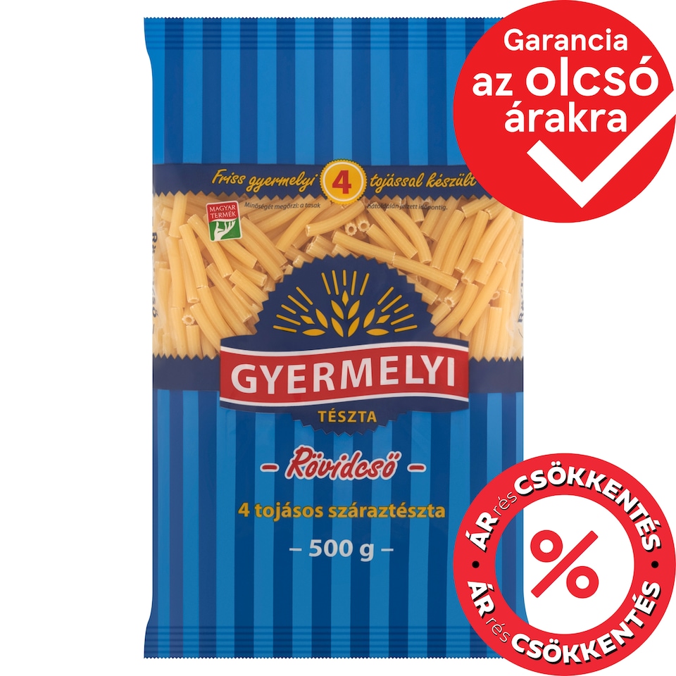 Gyermelyi Short Macaroni 4 Egg Dry Pasta 500 g