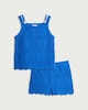 image 4 of F&F Girls 2-Piece Pure Cotton Knitted Top and Shorts Set in Blue