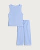 image 4 of F&F Girls 2-Piece Textured Sleeveless Ruched Top and Trousers Set in Blue
