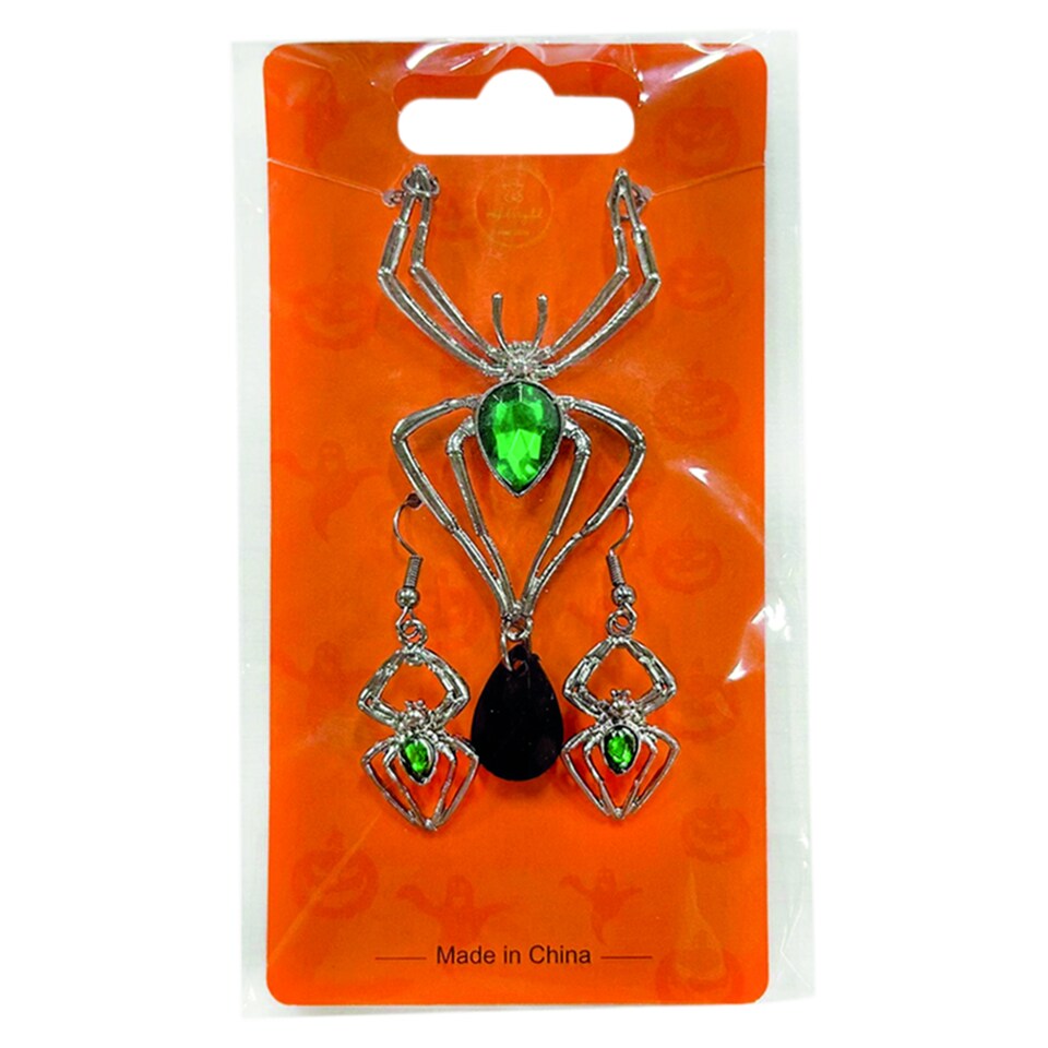 image 1 of Spider Necklace and Earring