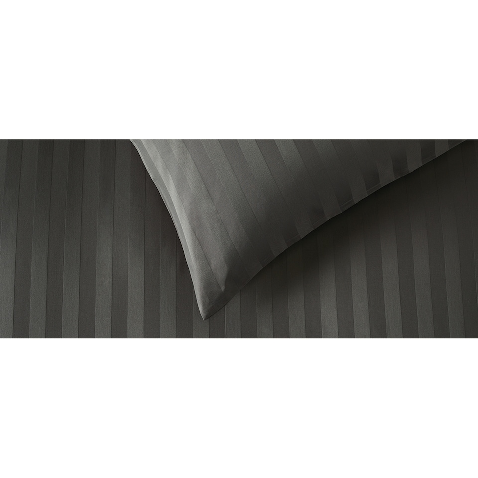 image 1 of F&F Home Hotel Charcoal Sateen Stripe Duvet Cover Set Double