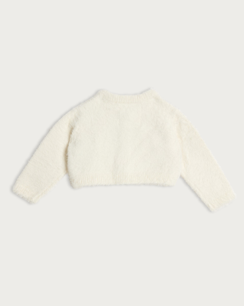 image 1 of F&F Baby Fluffy Textured Button Up Cardigan in Cream