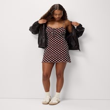 OH ME OH MY Mesh Polka Dot Mini Dress in Chocolate