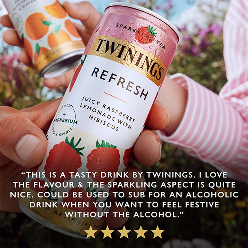 image 1 of Twinings Sparkling Tea refresh Juicy Raspberry Lemonade with Hibiscus 4x250ml