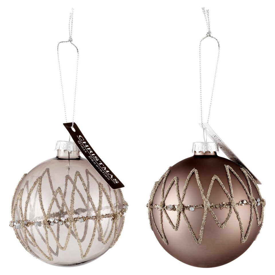 H&S Collection Brown Ball Christmas Tree Hanging Ornament