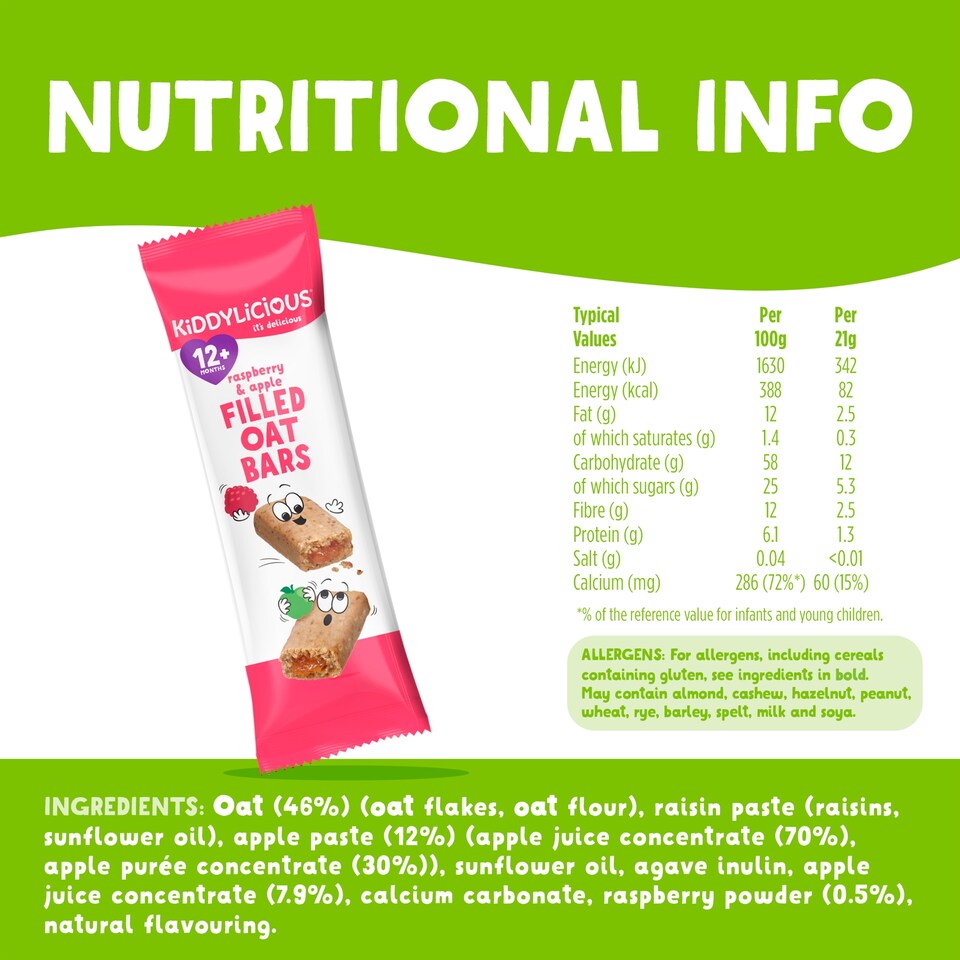 image 1 of Kiddylicious Raspberry & Apple Oat Bars 5x21g