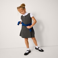 F&F Girls School 2-Pack Generous Fit Pinafores in Grey