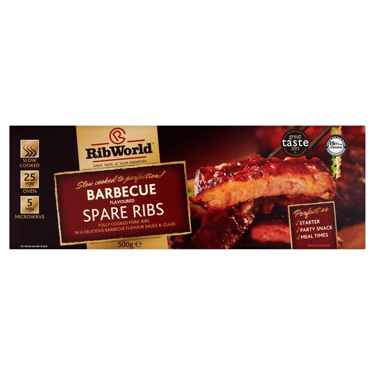 Rib World Bbq Spare Ribs 500G Tesco Groceries