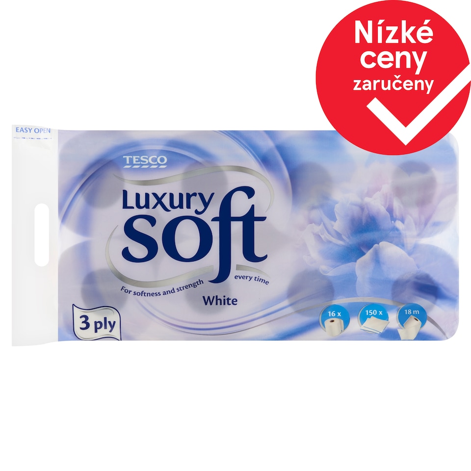 Tesco Luxury Soft White toaletní papír 3 vrstvy 16 ks