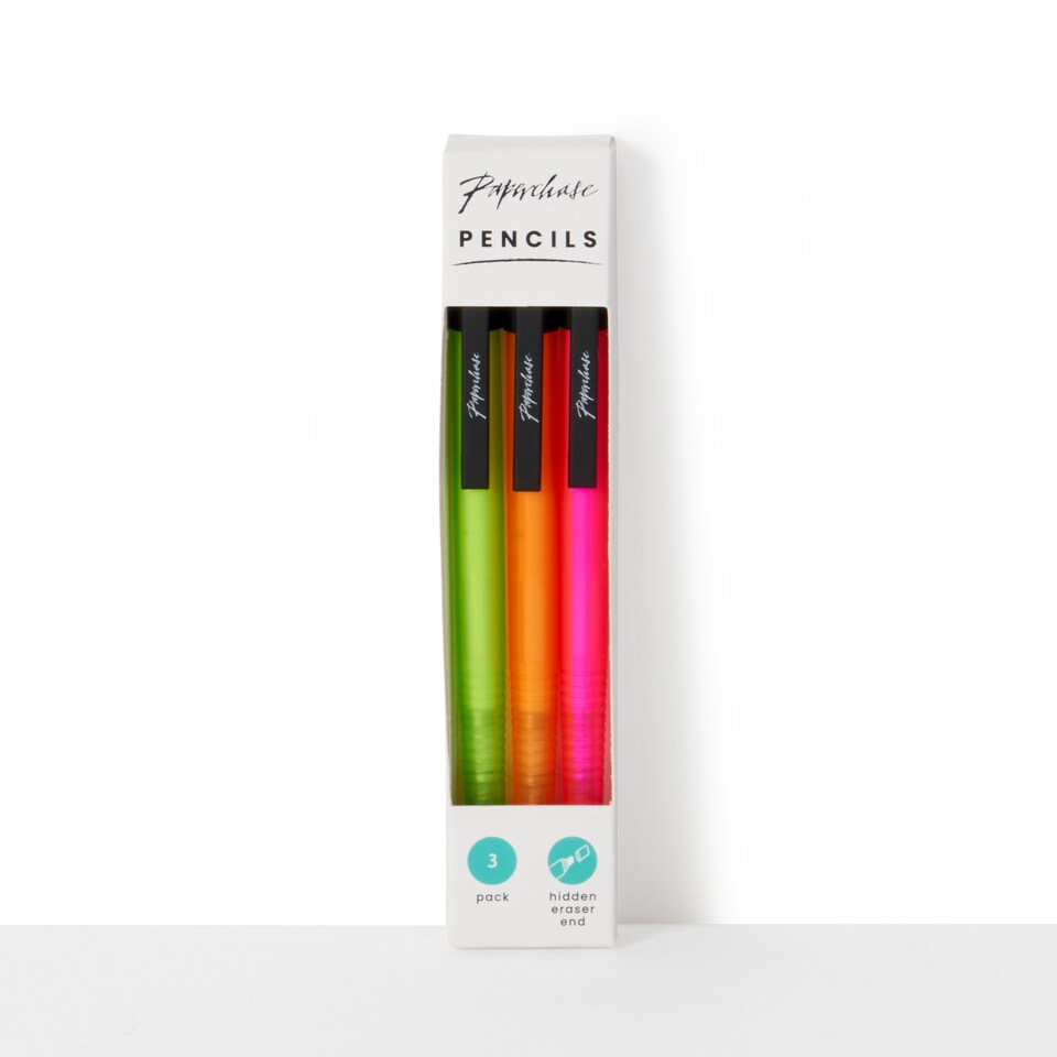 image 1 of Paperchase Neon 3pk Mechanical Pencils