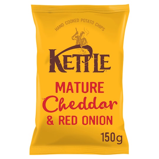 Kettle Chips Mature Cheddar & Red Onion 150G Tesco Groceries