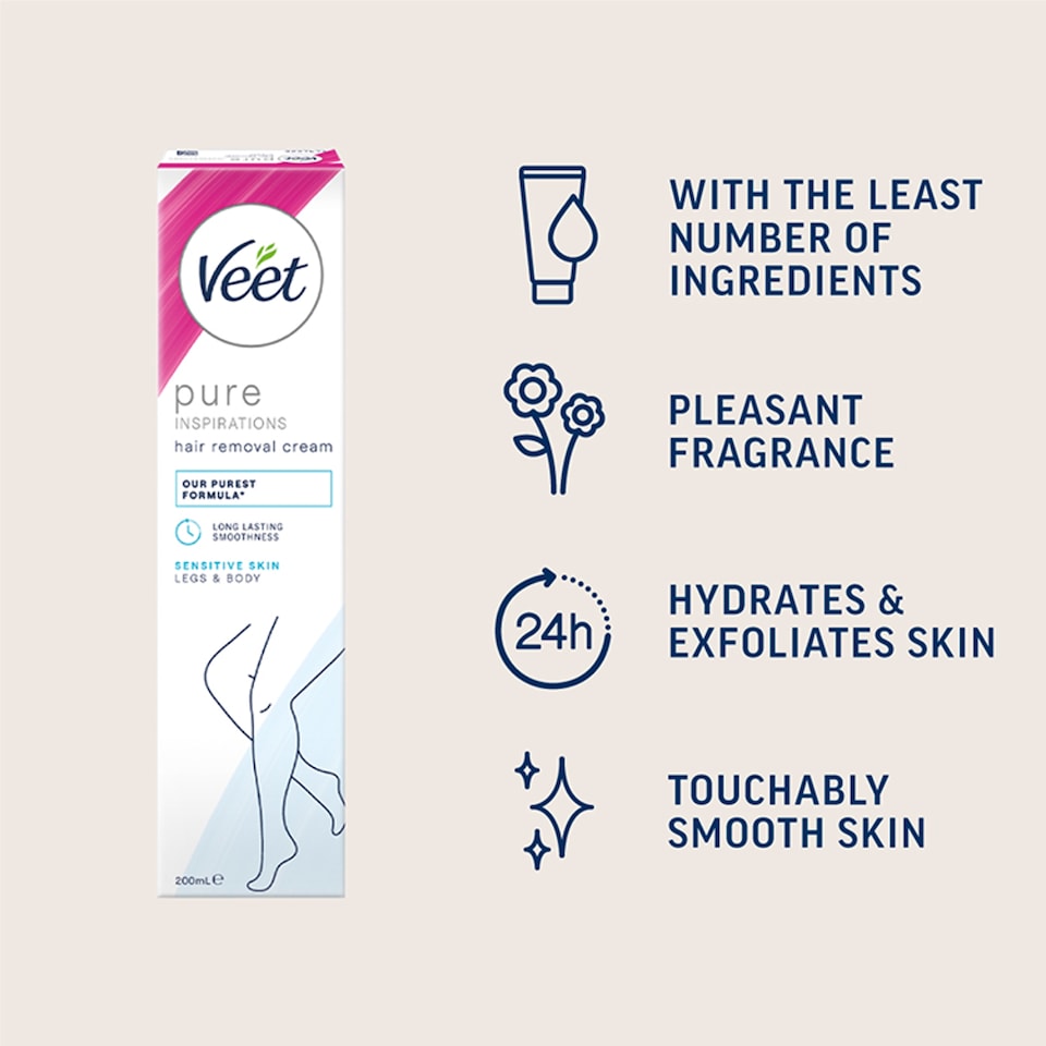 image 1 of Veet Pure Hair Removal Cream Legs & Body Sensitive 200ml