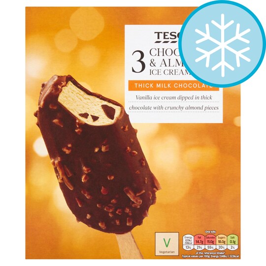 Tesco Chocolate & Almond Sticks 3X110ml Tesco Groceries