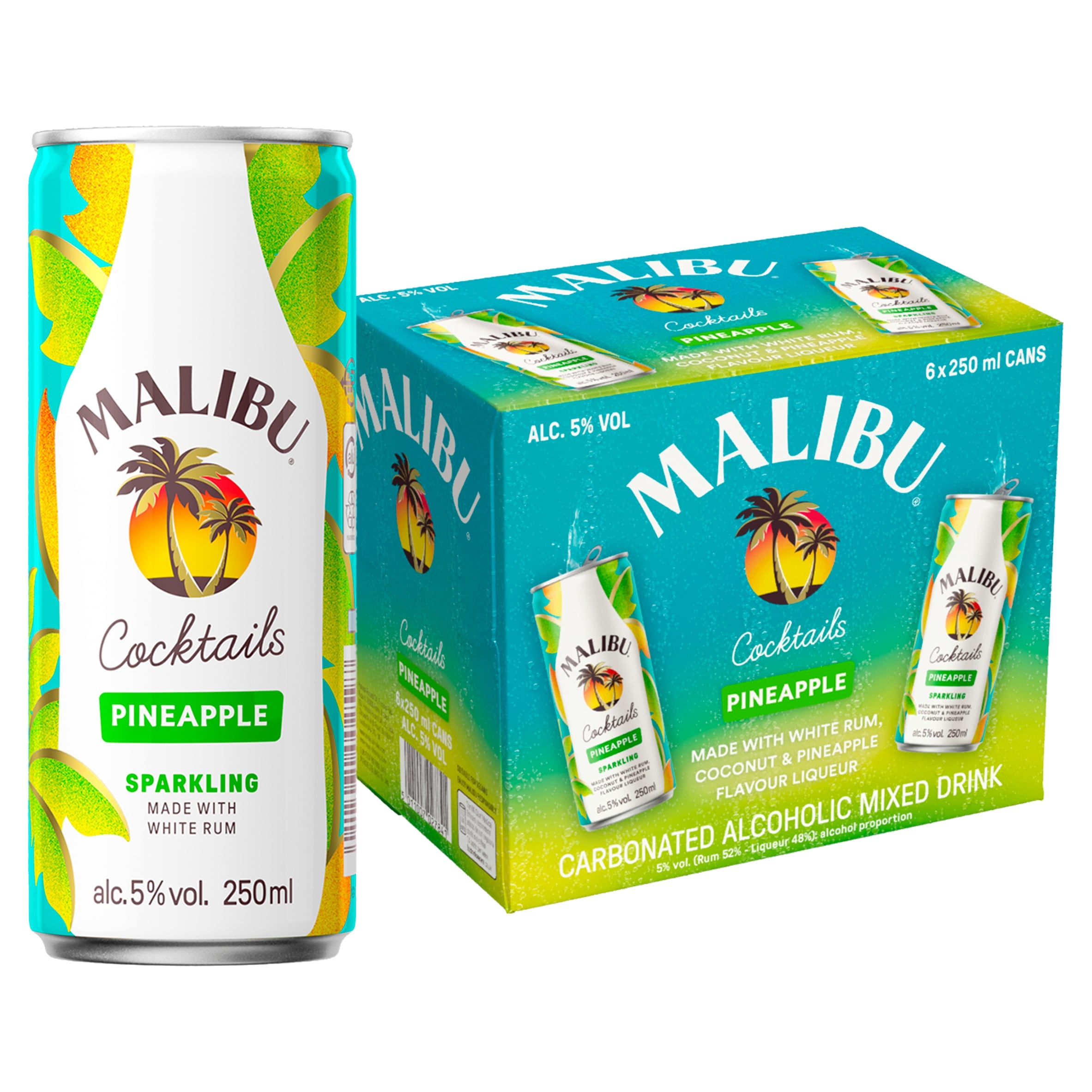Malibu Pineapple & Coconut Cocktail 6x250ml
