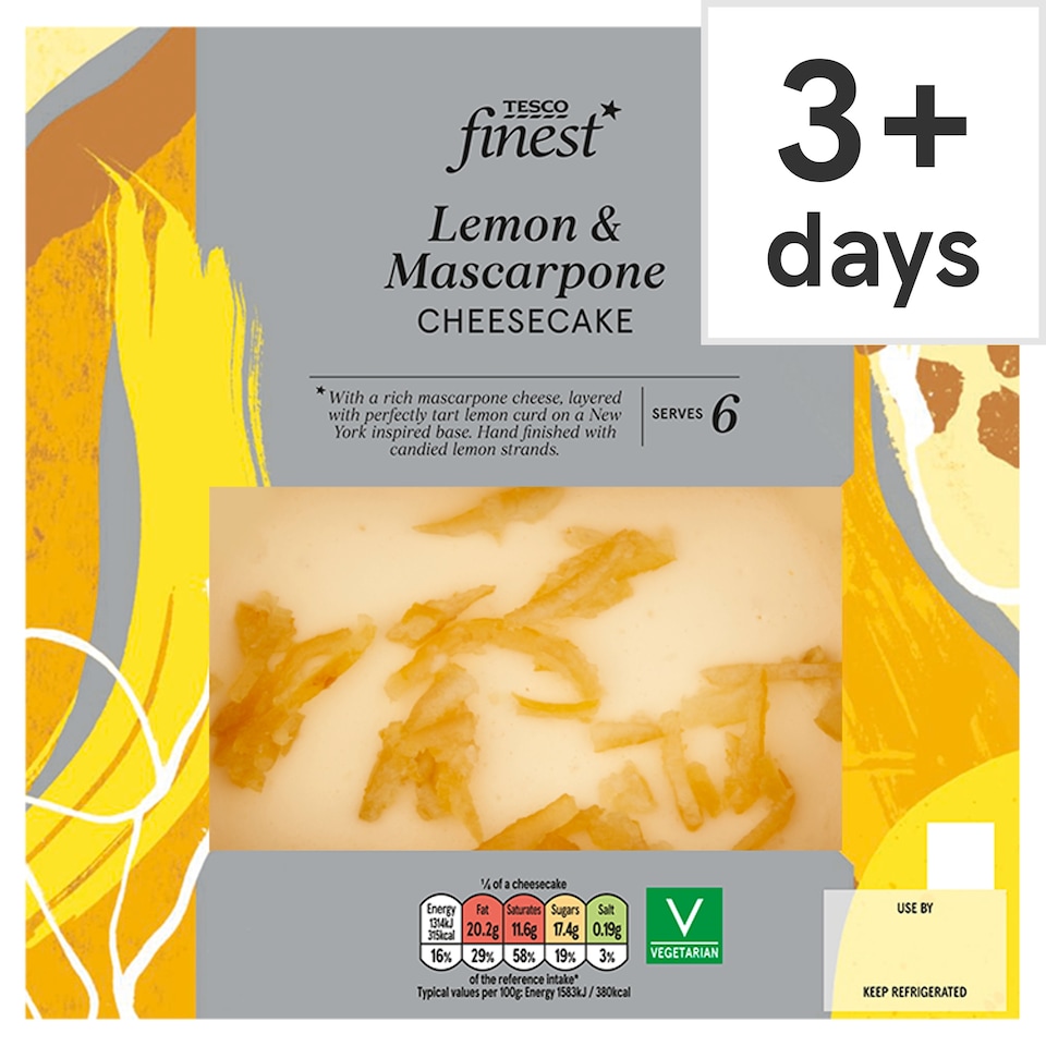 Tesco Finest Lemon & Mascarpone Cheesecake 500g 