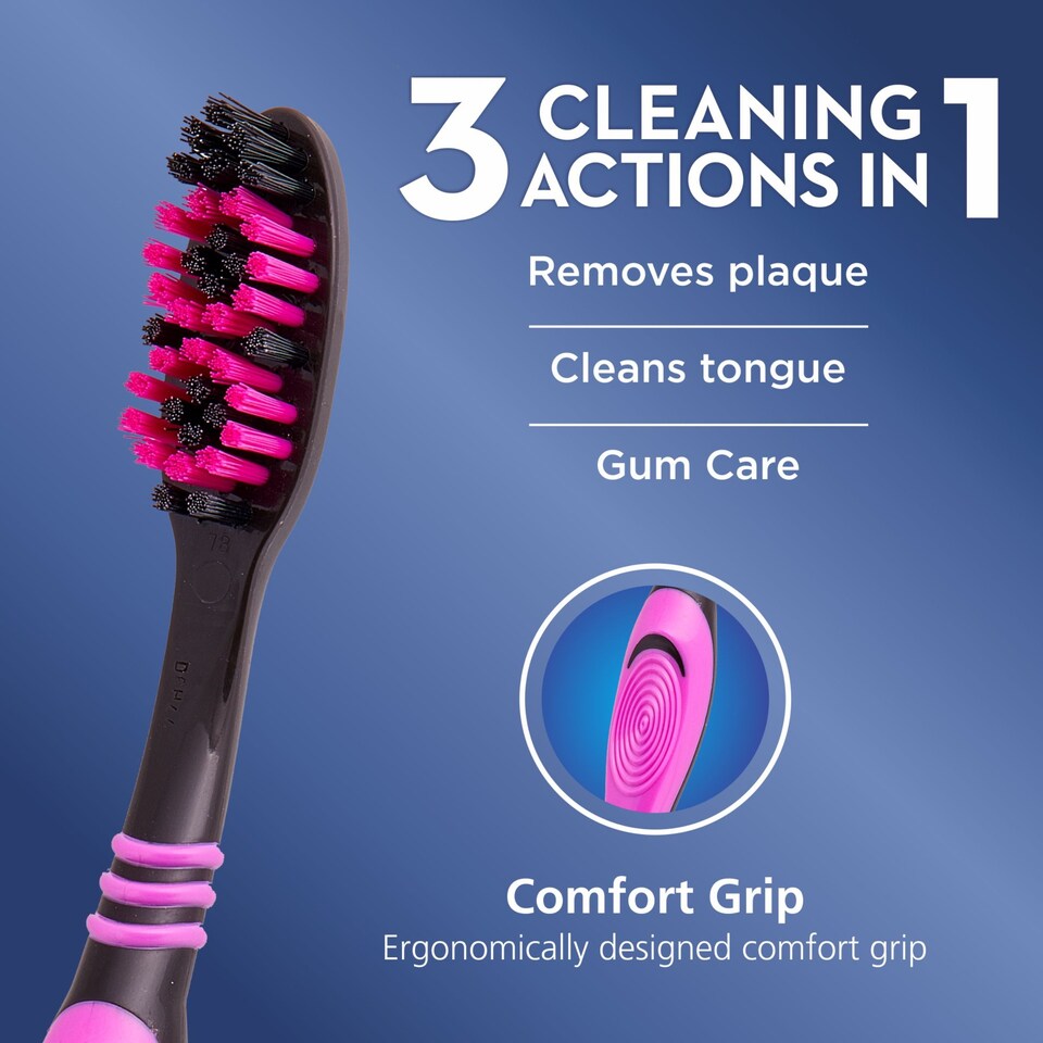 image 1 of Oral-B 123 Black Medium Toothbrush 3 Pack