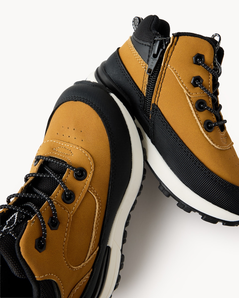 image 1 of F&F Boys Lace Up Work Boots in Tan