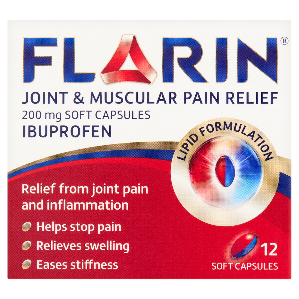 Flarin Joint & Muscular Pain Relief Soft Capsules - Ibuprofen 12s