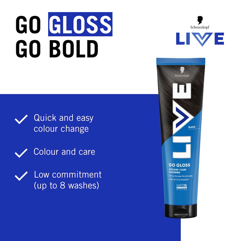 image 1 of Schwarzkopf LIVE Go Gloss Onyx Colour & Shine Hair Gloss 150ml