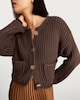 image 1 of F&F Textured Gold Button Chunky Cardigan in Brown