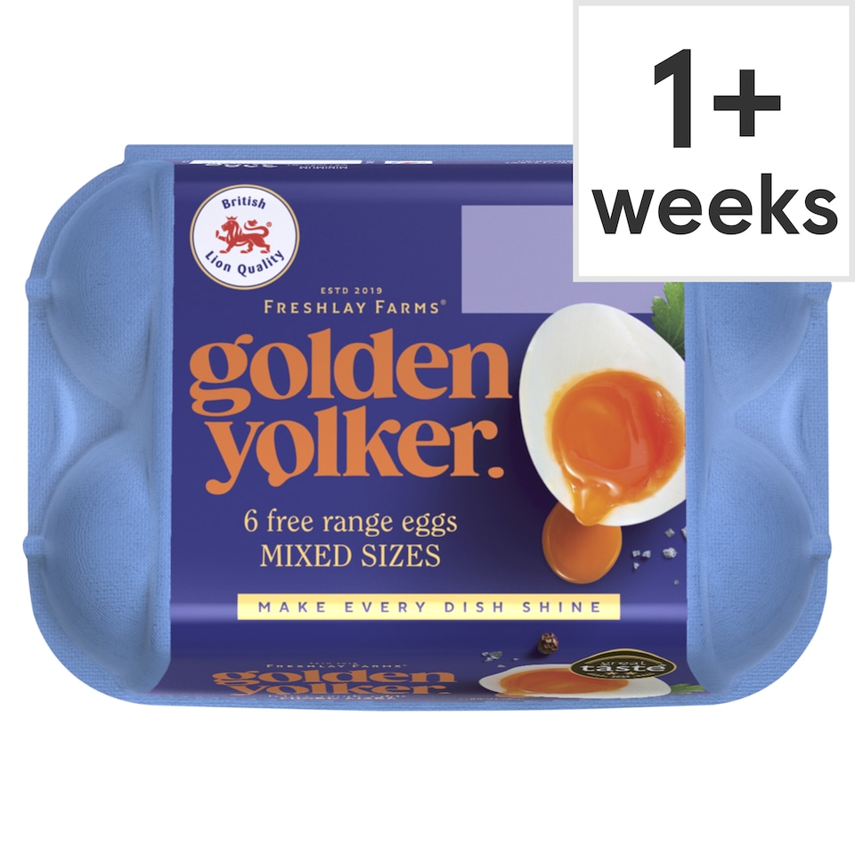 Freshlay Golden Yolks 6 Free Range Mixed Weight 328G