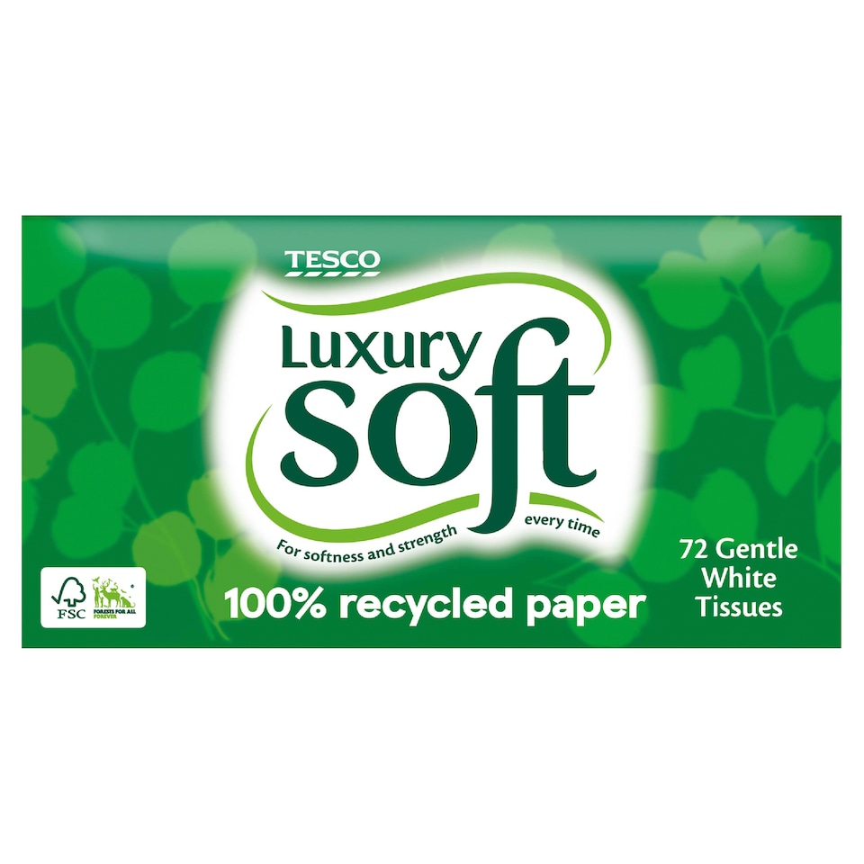 Tesco Luxury Soft 100% Recycled Tissues 72 Sheets