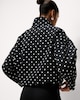 image 4 of F&F Pure Cotton Polka Dot Funnel Neck Track Jacket in Black