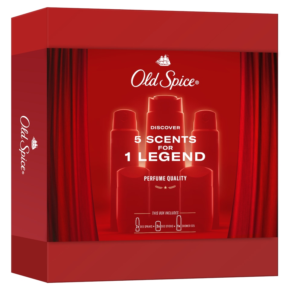 Obrázek 1 pro produkt Old Spice Discovery Box Dárková Sada S Tuhými Deodoranty, Spreji A Sprchovým Gelem