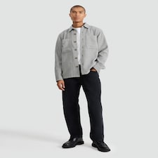 F&F Herringbone Button Up Overshirt in Grey