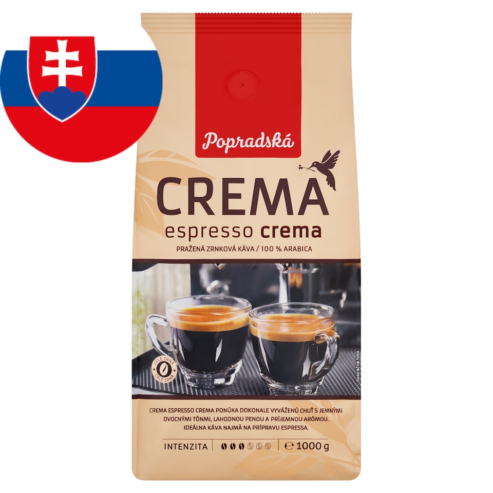 obrázok 1 z Popradská Crema Espresso Crema pražená zrnková káva 1000 g