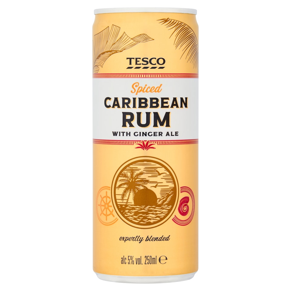 Tesco Spiced Caribbean Rum and Ginger Ale 250ml