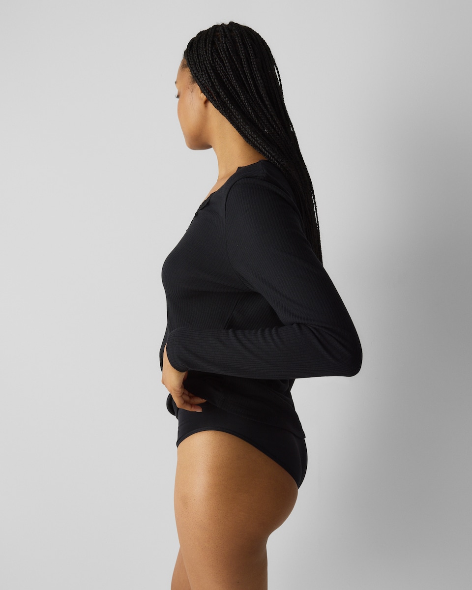 image 1 of F&F WARMPLUS™ Medium Warmth Thermal V Neck Top in Black