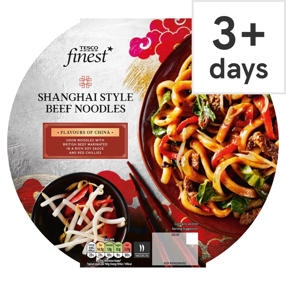 image 1 of Tesco Finest Beef Shanghai Style Noodles 380g