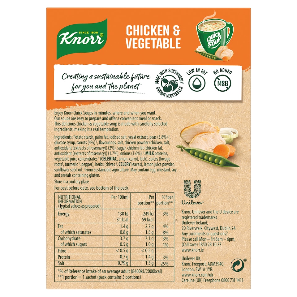 image 1 of Knorr Quick Soup Cken And Vegetable 3X64ml
