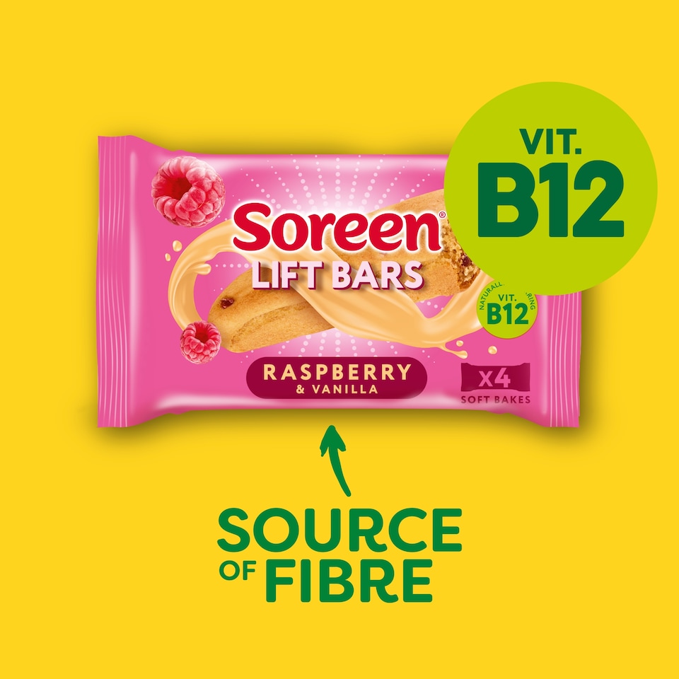 image 1 of Soreen Lift Bars - Raspberry & Vanilla 4 Pack 168g