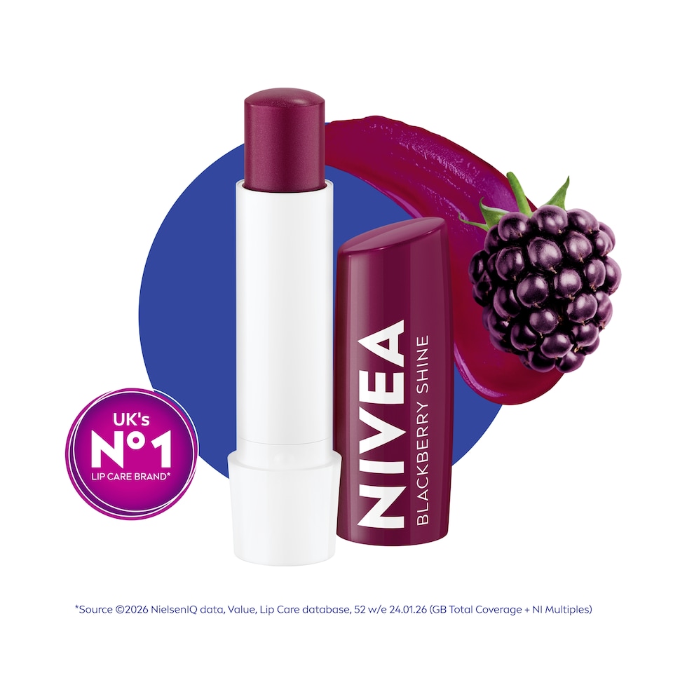 image 1 of NIVEA 72h Blackberry Shine Lip Balm 4.8g