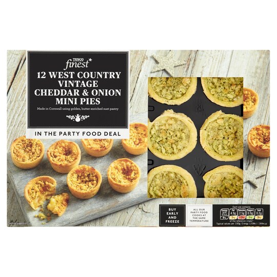 Tesco Finest Vintage Chedder And Onion Mini Pies 360G Tesco Groceries