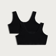 F&F Girls 2-Pack Cotton Rich Crop Tops in Black