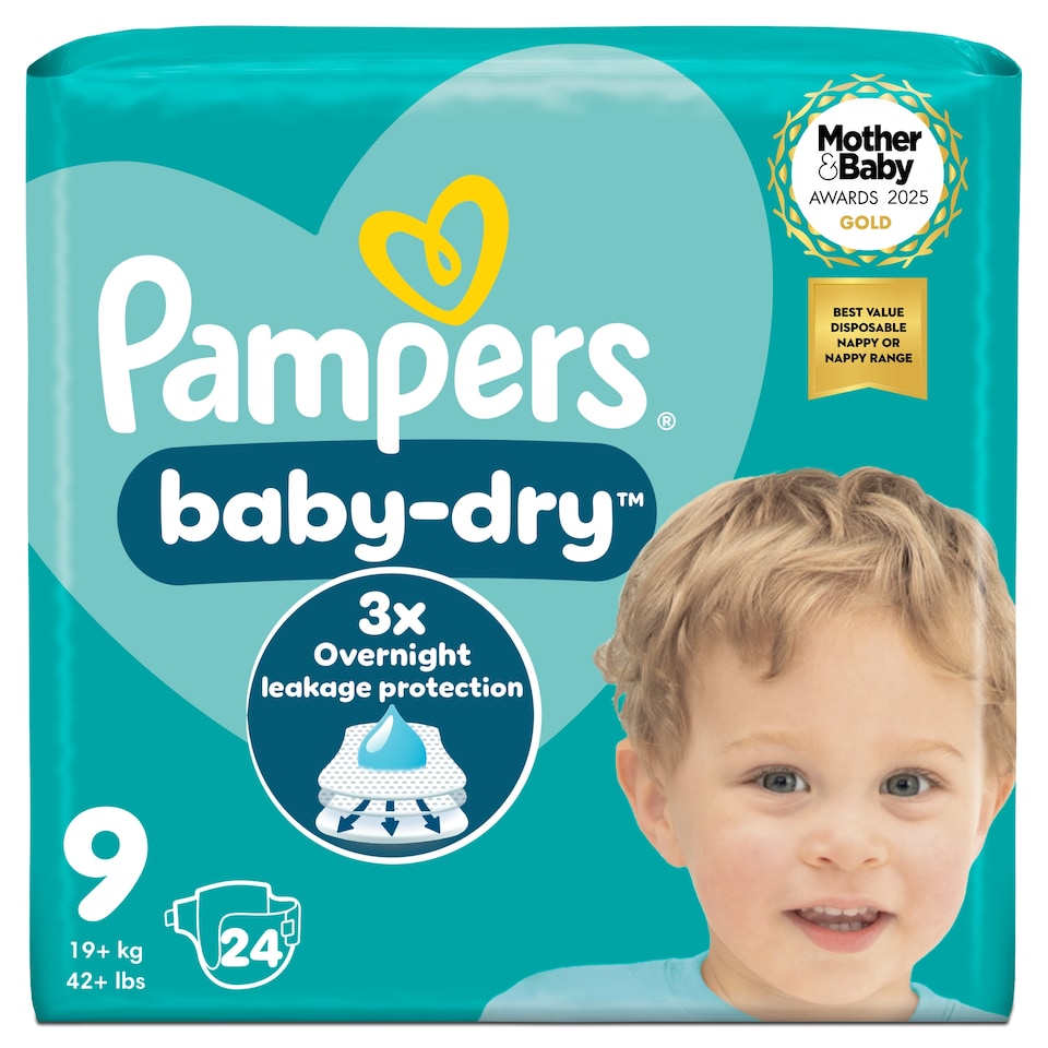 image 1 of Pampers Baby Dry Taped Size 9 24 Nappies Essential Pack