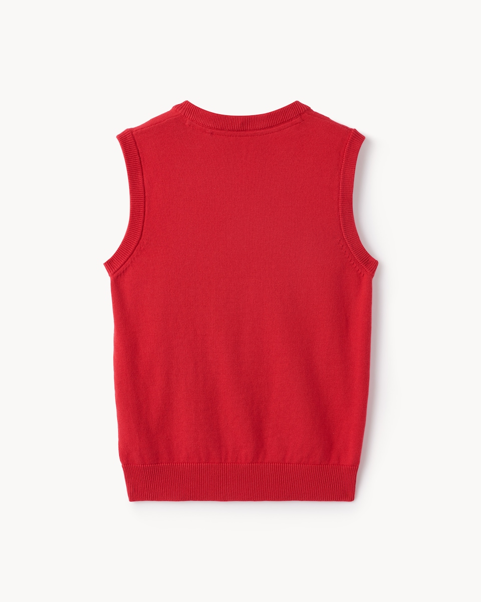 image 1 of F&F School Unisex Pure Cotton V-Neck Tank Top in Red