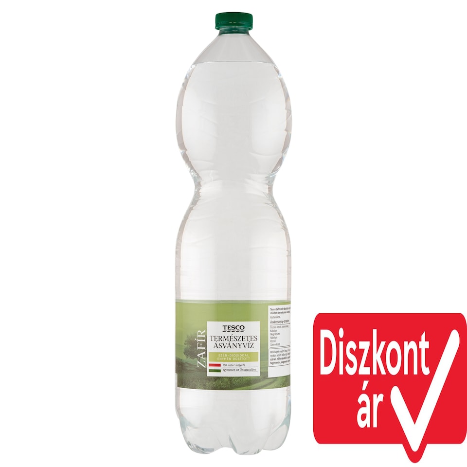 Tesco Zafír szén-dioxiddal enyhén dúsított természetes ásványvíz 1,5 l