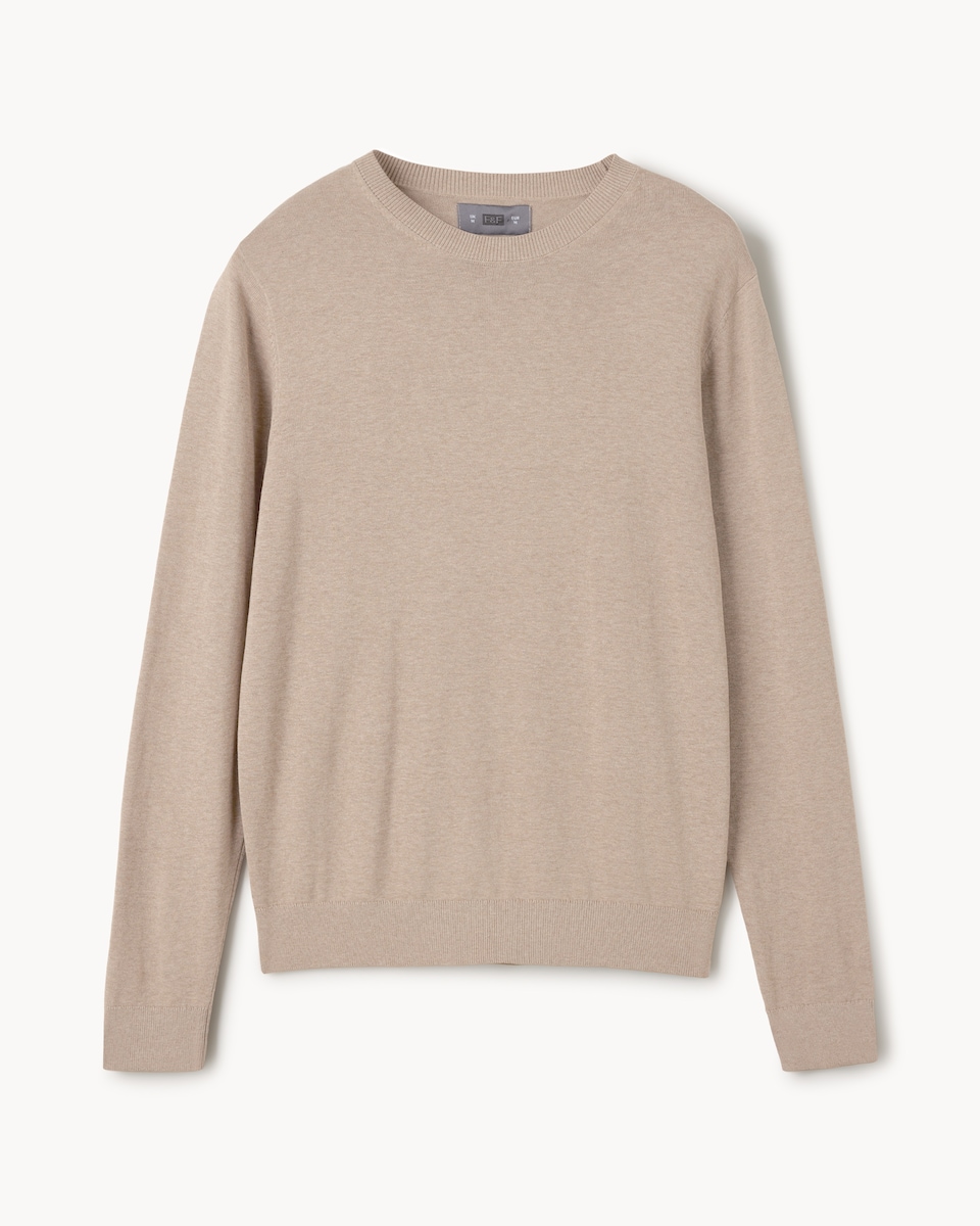 image 1 of F&F Pure Cotton Crew Neck Jumper in Neutral