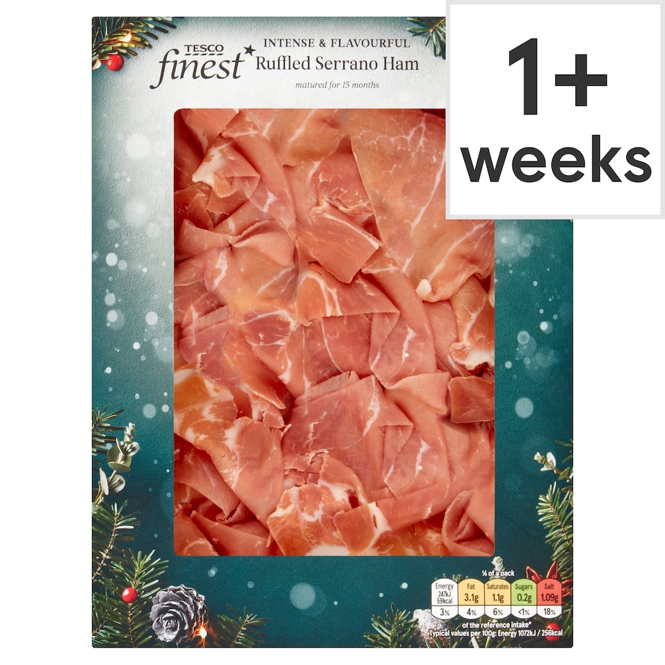 Tesco Finest Ruffled Serrano Ham 90g Tesco Groceries